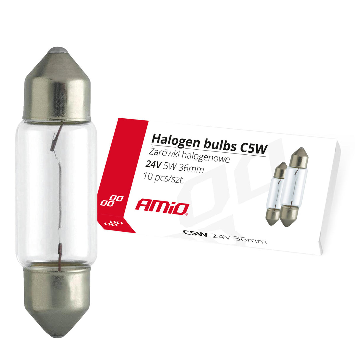 Halogeenlampen C5W Soffitten 36mm 24V 10st AMiO 01000 - AMiO 01000 - afbeelding 1