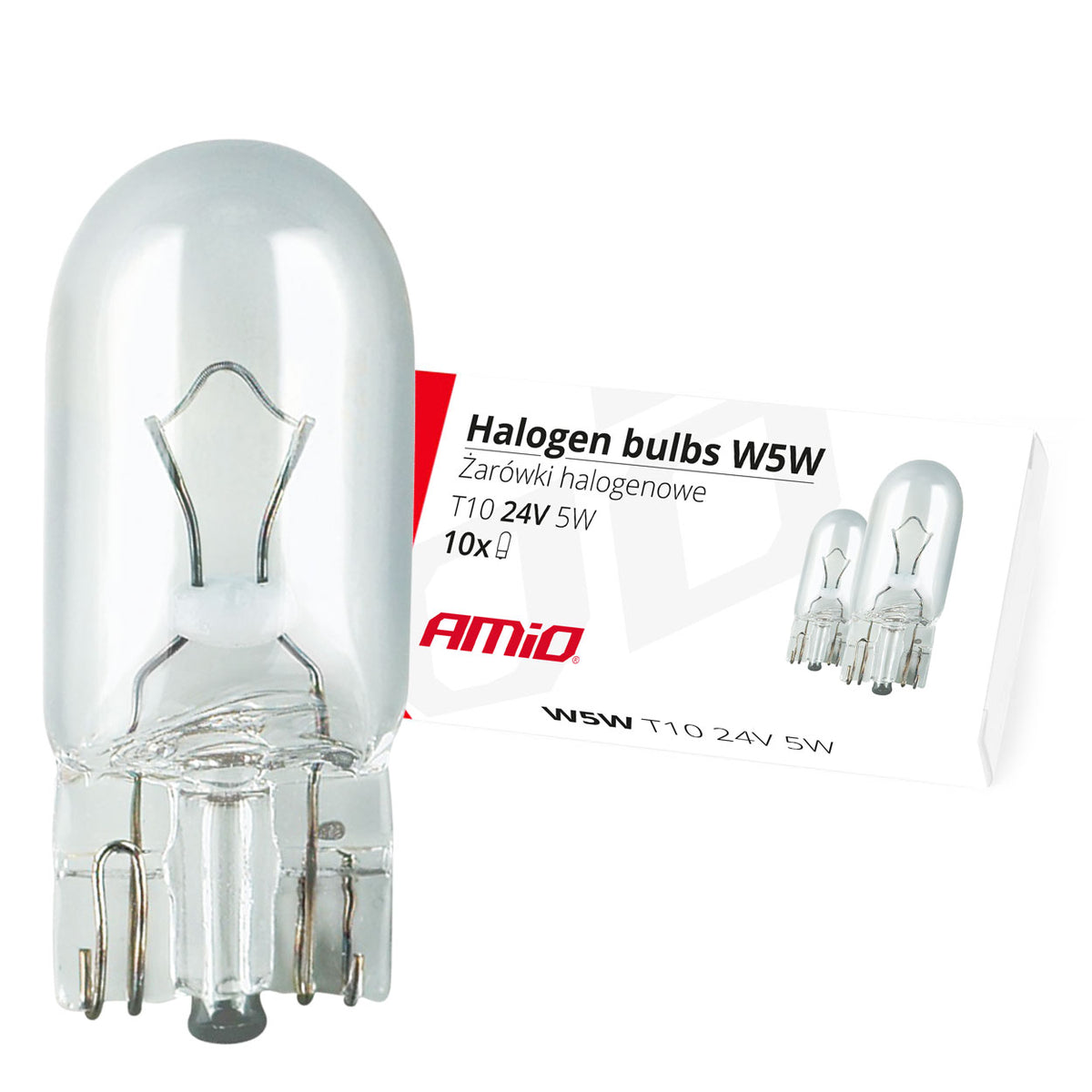 Halogeenlampen W5W T10 5W W2.1x9.5d 24V 10st AMiO 01002 - AMiO 01002 - afbeelding 2