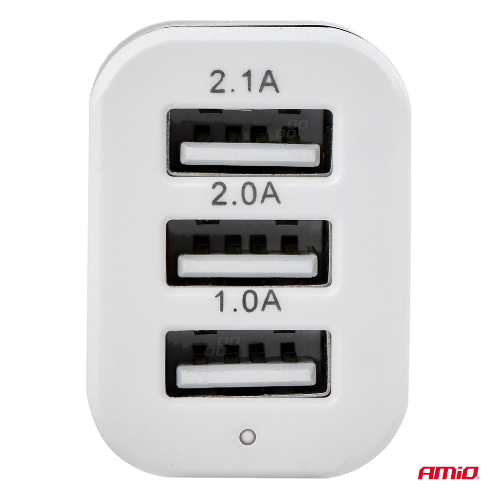 Telefoon oplader 3xUSB wit PCH-03 AMiO 01027 - AMiO 01027 - afbeelding 2