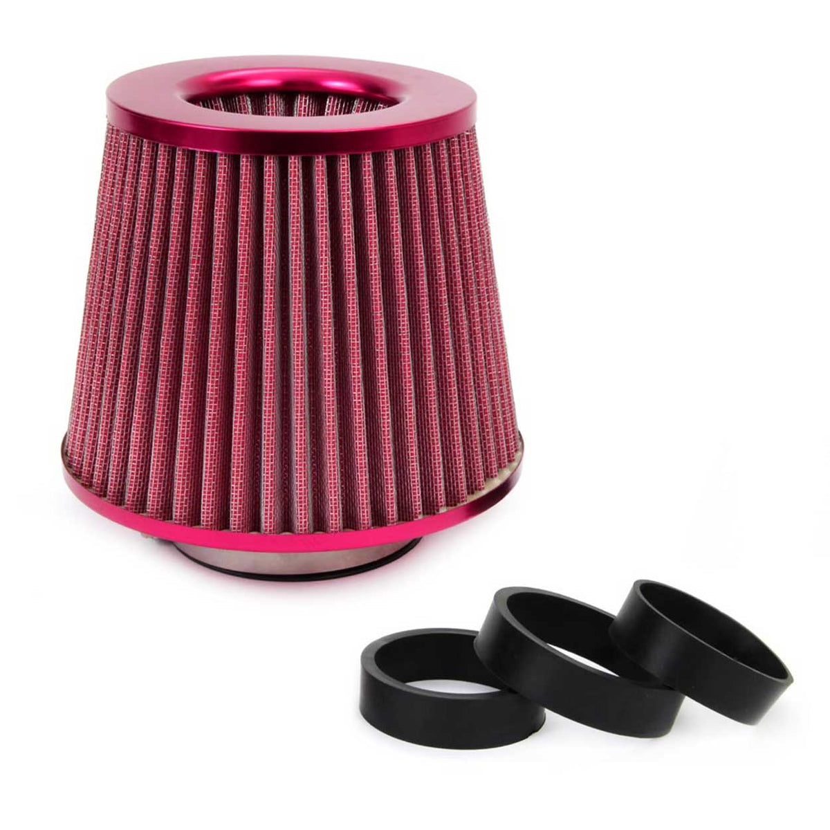Car Air Conical Filter rood, universeel, 3 montageadapters AMiO 01042 - AMiO 01042 - afbeelding 1