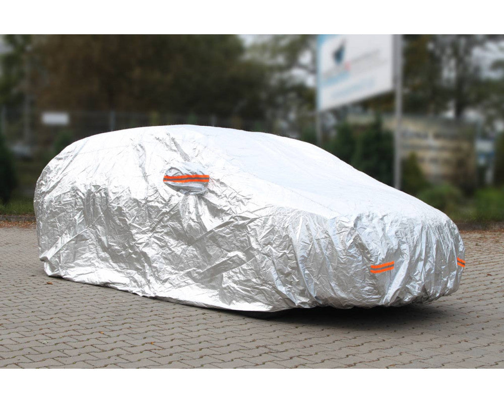Autohoes met ritssluiting, reflecterend, 120gr + katoen, Zilver, maat: M, 430x165x120cm