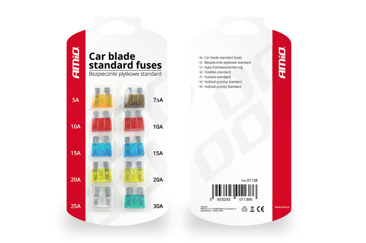 Standaard zekering 10pts blister, assortiment AMiO 01138 - AMiO 01138 - afbeelding 1