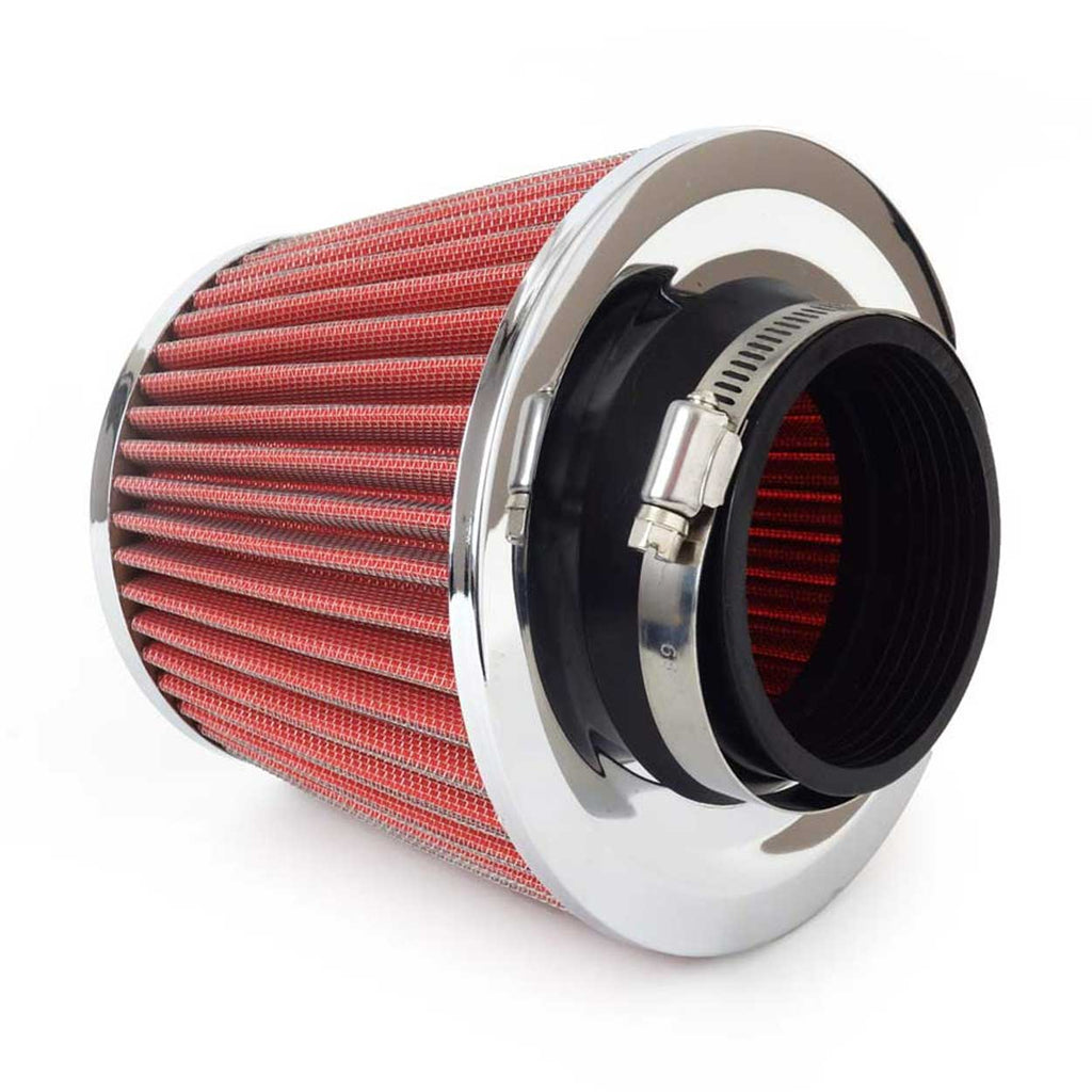 Auto Conische filter rood/chroom, universeel, 3 bevestigingsadapters AMiO 01282 - AMiO 01282 - afbeelding 2