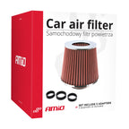 Auto Conische filter rood/chroom, universeel, 3 bevestigingsadapters AMiO 01282 - AMiO 01282 - afbeelding 3