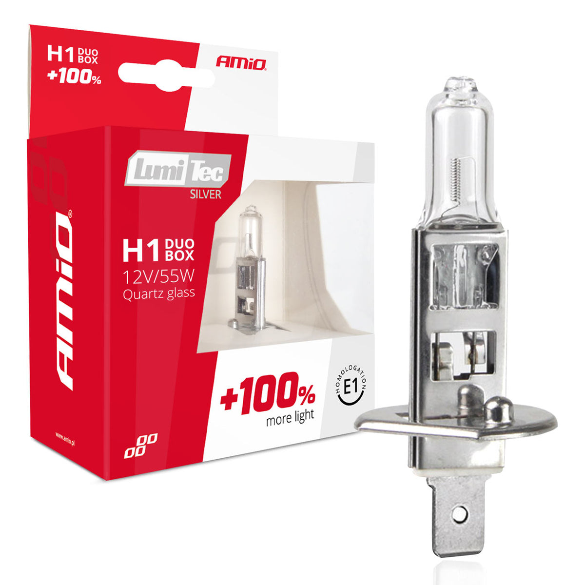 Halogeenlampen H1 12V 55W LumiTec ZILVER +100% DUO AMiO 01401 - AMiO 01401 - afbeelding 3
