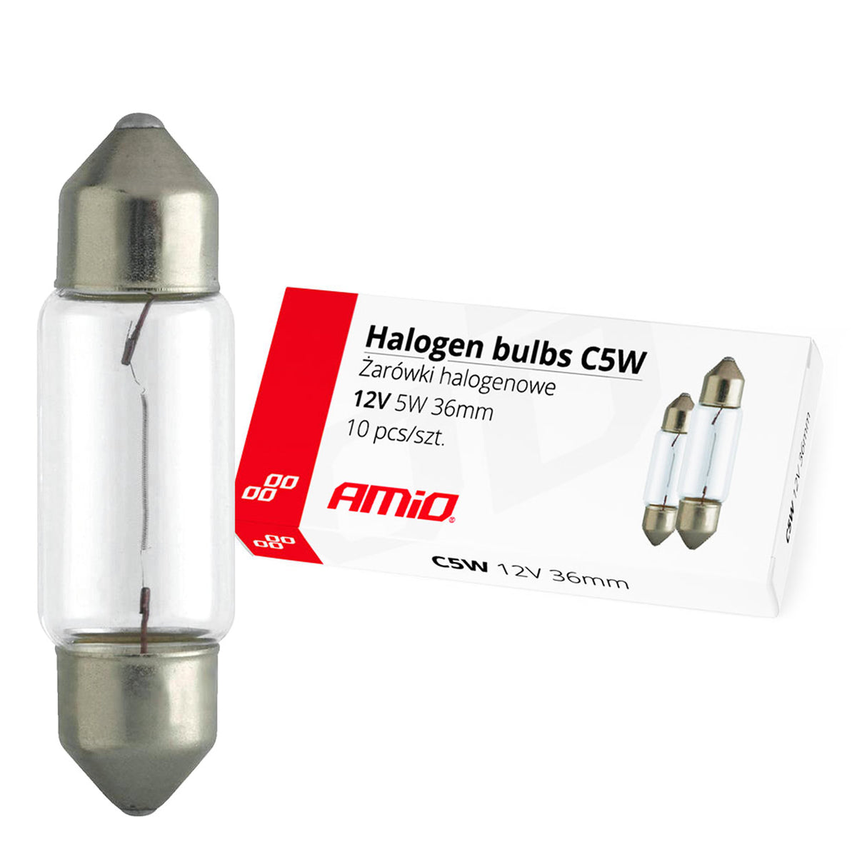 Halogeenlampen C5W Soffitte 36mm 12V 10st AMiO 01486 - AMiO 01486 - afbeelding 1