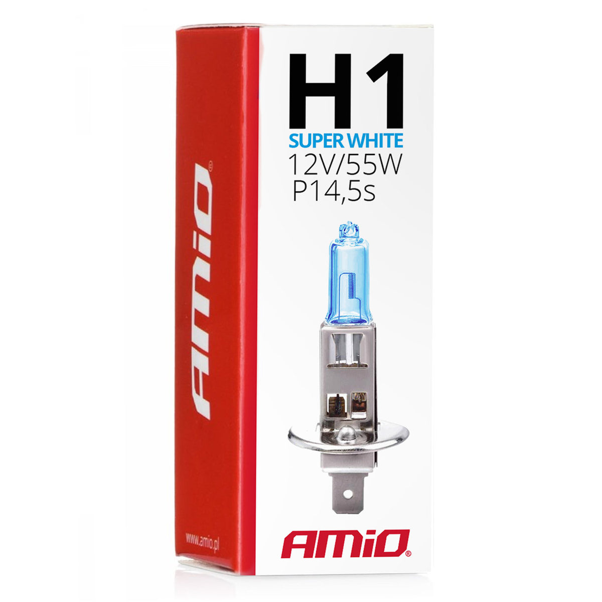 Halogeenlamp H1 12V 55W Super Wit AMiO 01489 - AMiO 01489 - afbeelding 3