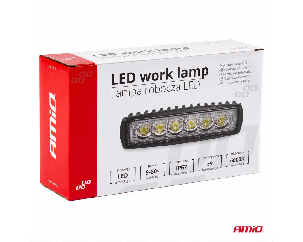 Werklamp AWL01 6 LED FLAT 9-60V, afm 160x43x42mm