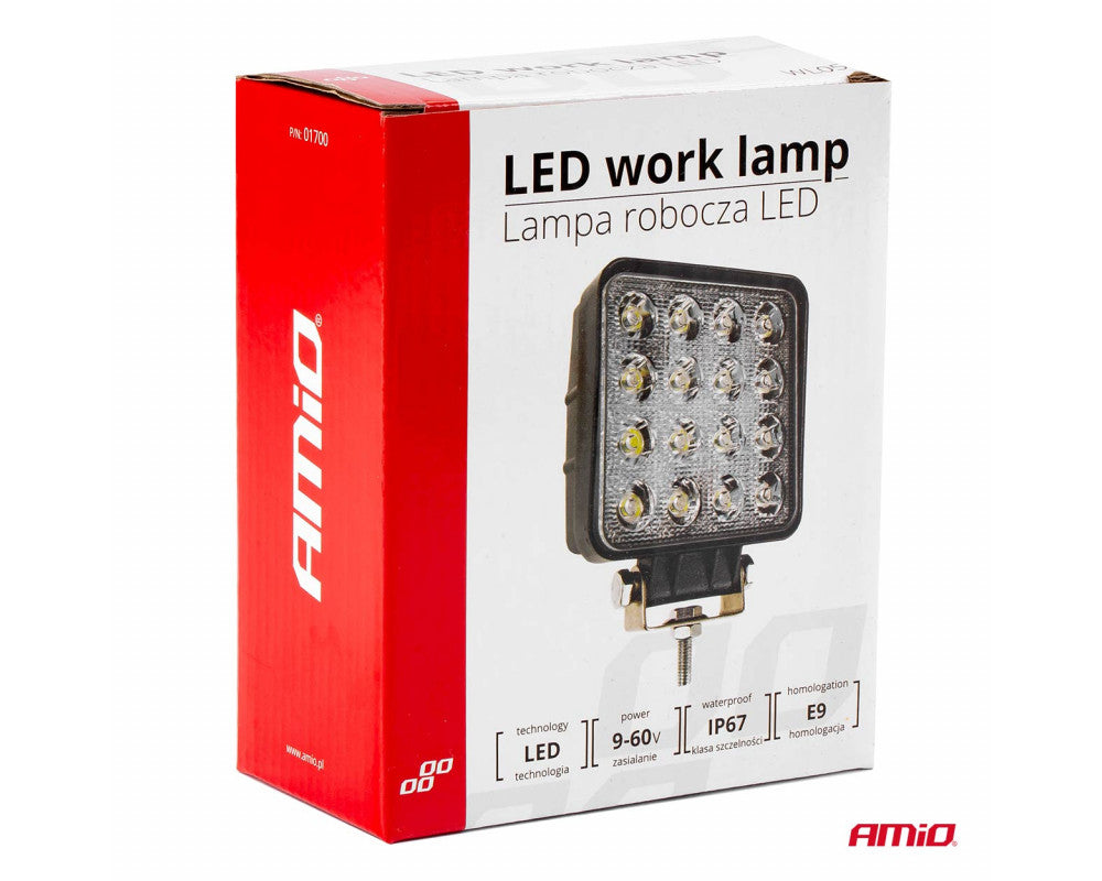 Werklamp AWL05 EMC 48W VLAK 9-60V, afm.: 108x108x57mm