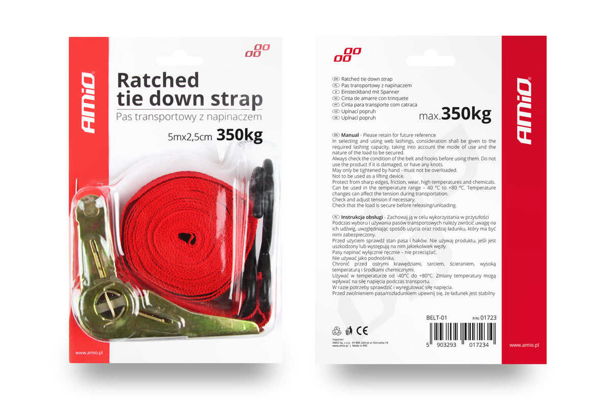 Bevestigingsband met ratel 350kg 25mm 5m BELT-01 AMiO 01723 - AMiO 01723 - afbeelding 4