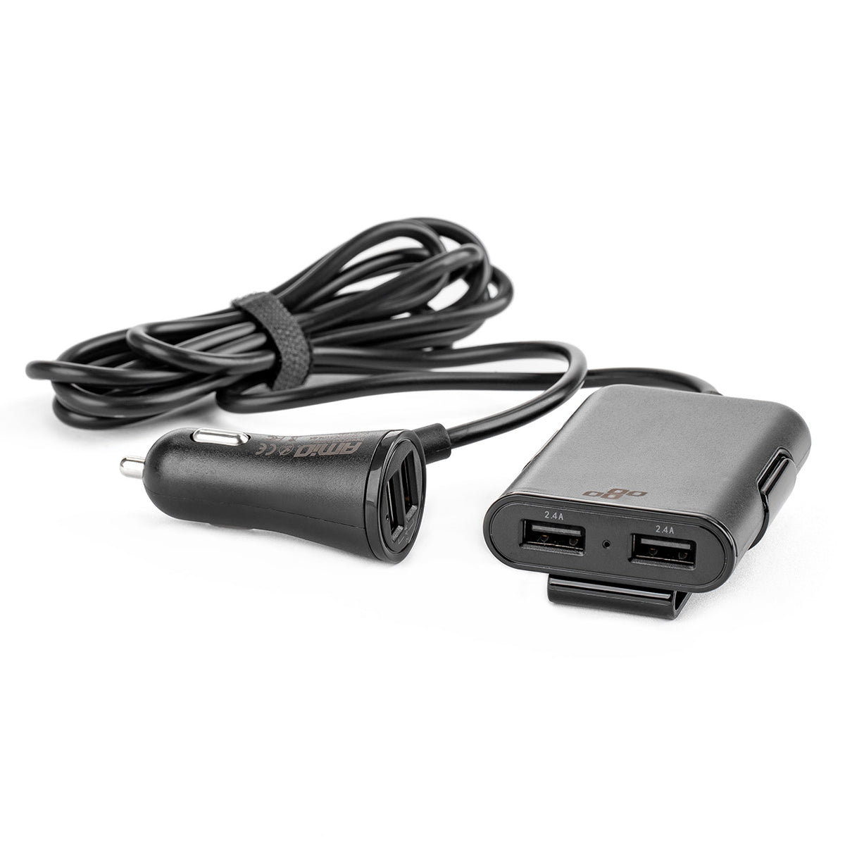 Telefoonoplader voor-achter met verlengsnoer 4 USB AMiO 01986 - AMiO 01986 - afbeelding 1