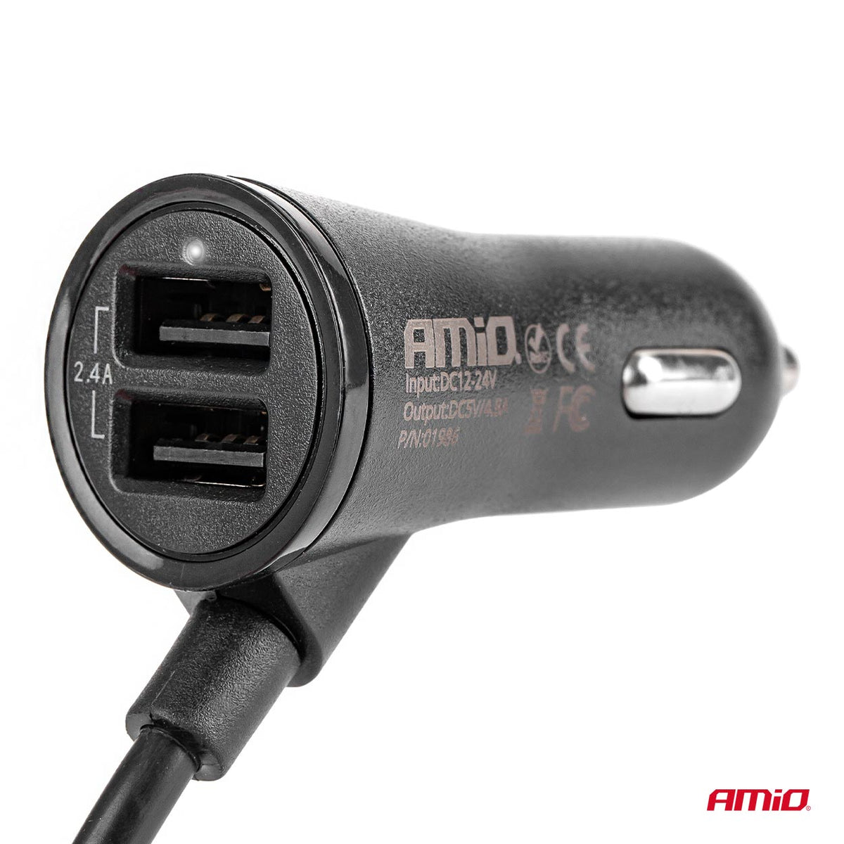 Telefoonoplader voor-achter met verlengsnoer 4 USB AMiO 01986 - AMiO 01986 - afbeelding 2