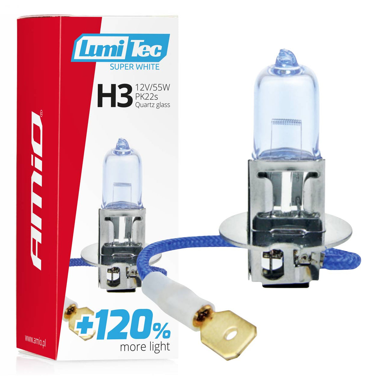 Halogeenlamp H3 12V 55W LumiTec Super White +120% AMiO 02136 - AMiO 02136 - afbeelding 3