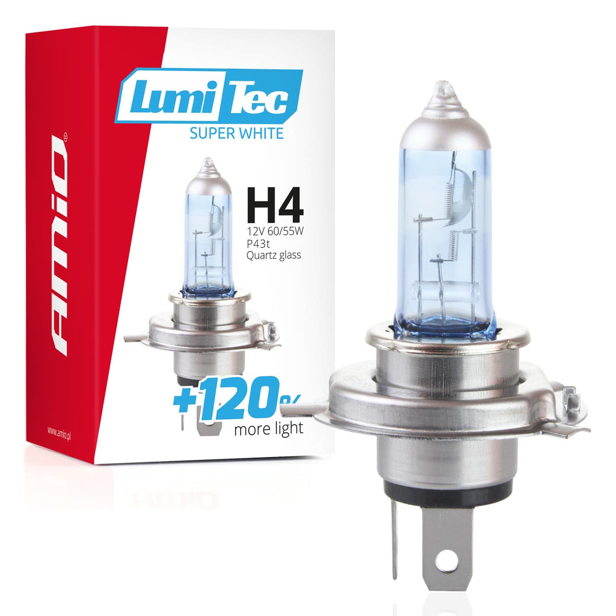 Halogeenlamp H4 12V 60/55W LumiTec Super White +120% AMiO 02137 - AMiO 02137 - afbeelding 1