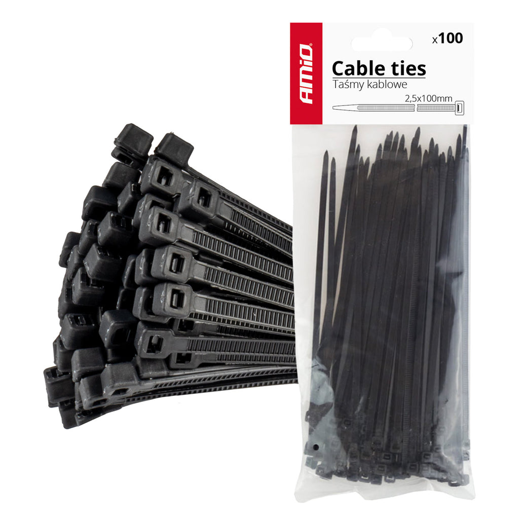 Kabelbinders zwart 2,5x100mm - 100 stuks AMiO 02150 - AMiO 02150 - afbeelding 6