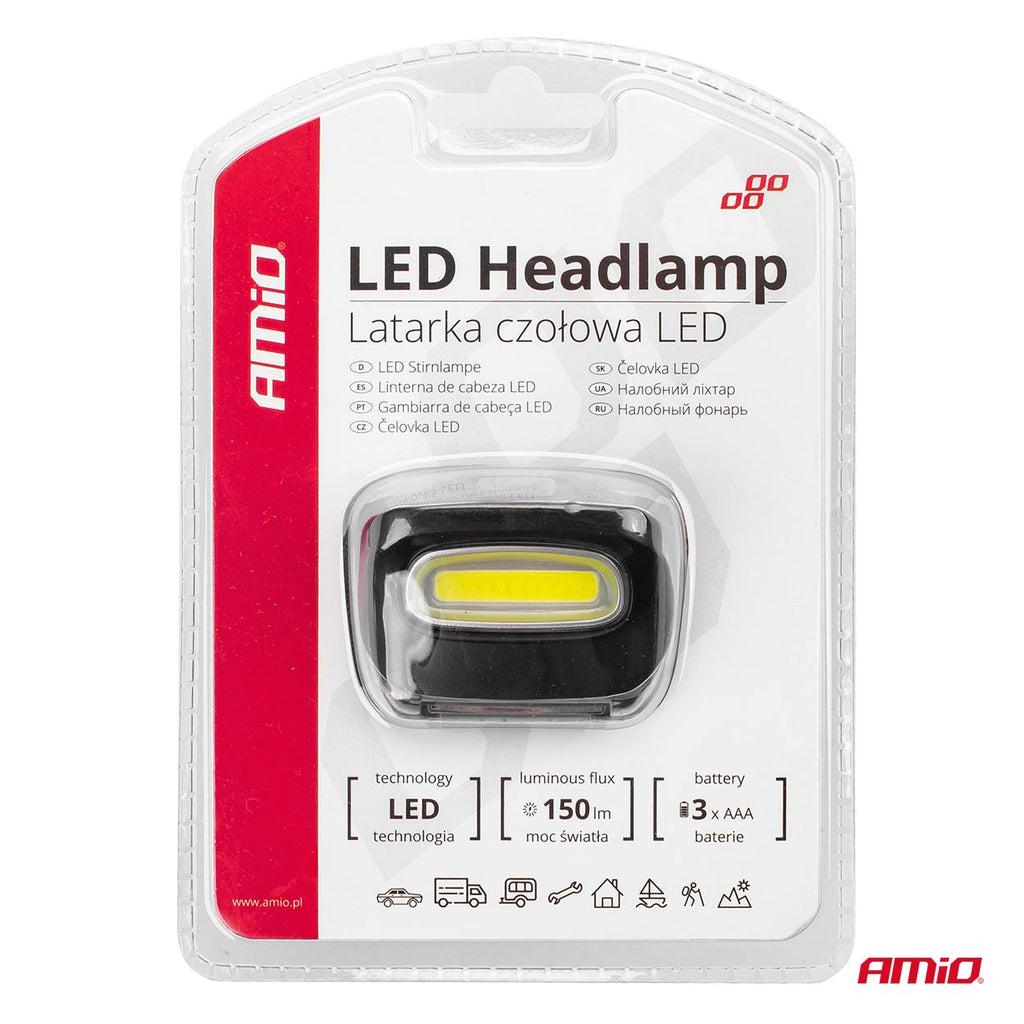 LED COB Hoofdlamp 3xAAA 150Flux IPX3 AMiO 02199 - AMiO 02199 - afbeelding 7