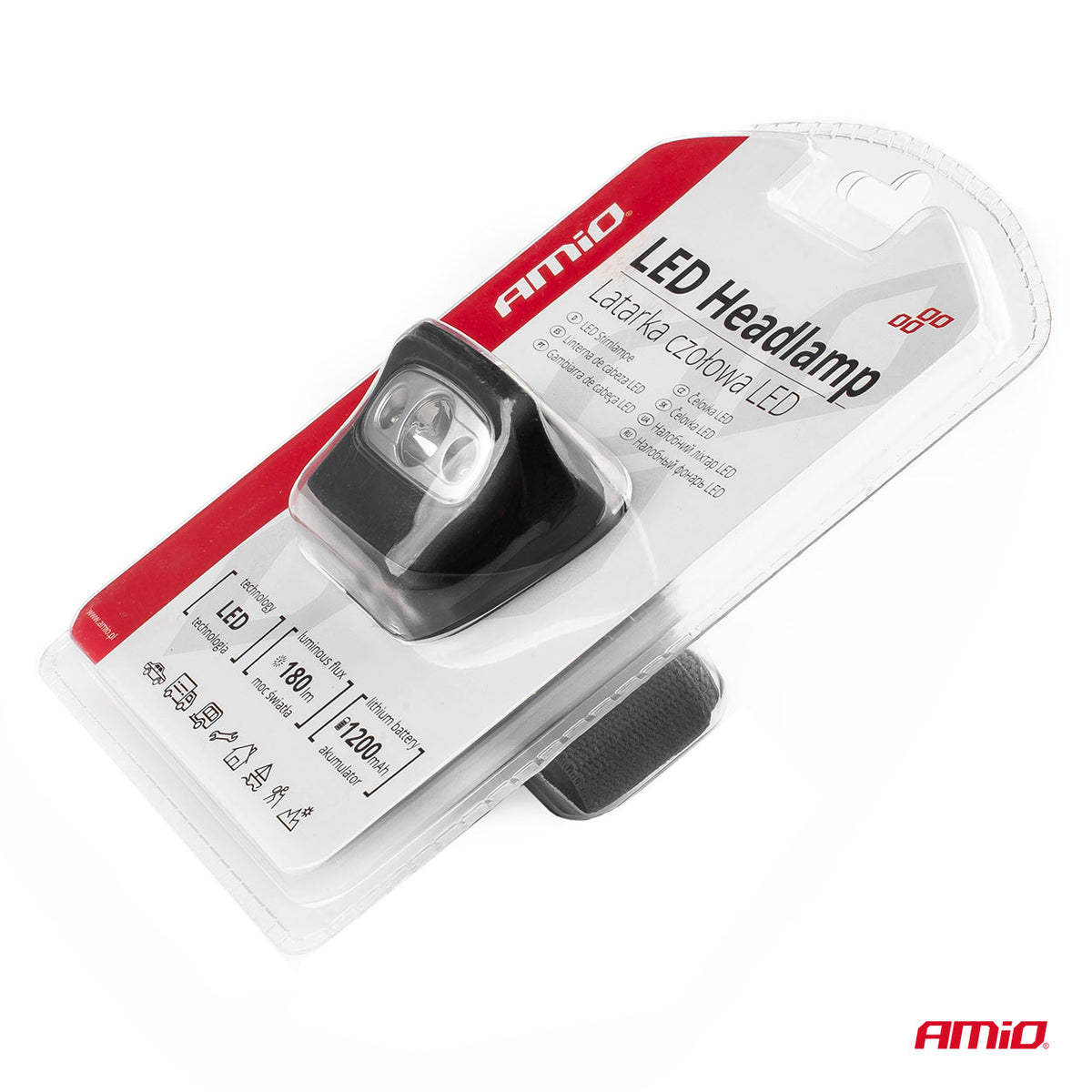 Koplamp LED 3W 1200mA oplaadbaar 180Flux IPX4 AMiO 02200 - AMiO 02200 - afbeelding 8