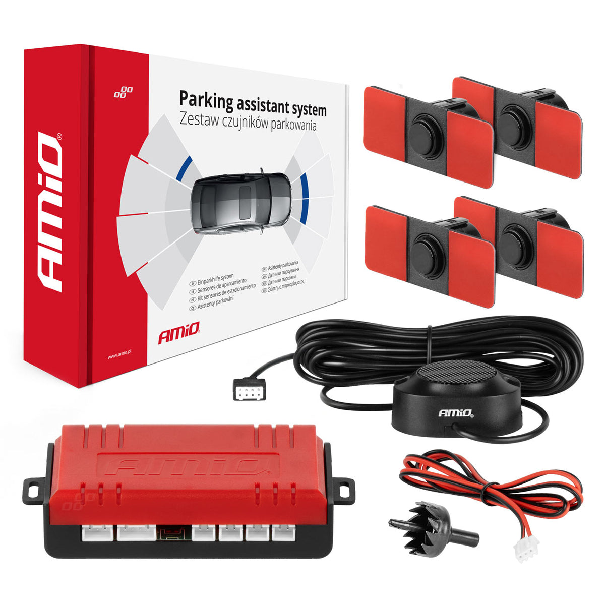 Parking assistant system Buzzer 4 sensor black inside mount 16,5 mm AMiO 02253 - AMiO 02253 - afbeelding 1
