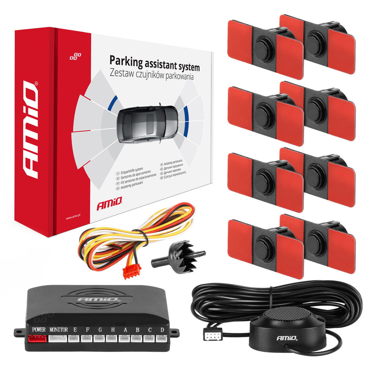 Parkeersensor Buzzer 8 sensoren zwart binnenmontage 16,5 mm AMiO 02254 - AMiO 02254 - afbeelding 1