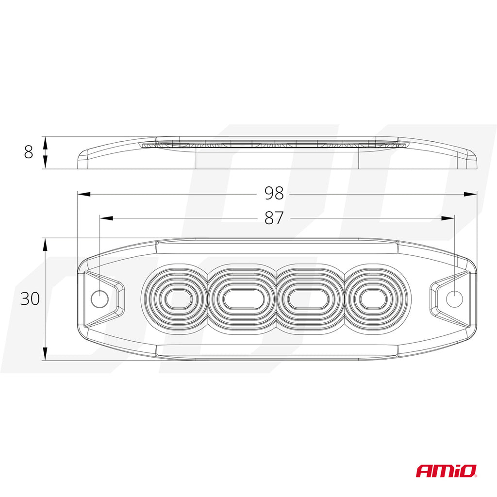 LED Waarschuwingslamp 4 LED R65 R10 12-24V AMiO 02298 - AMiO 02298 - afbeelding 4