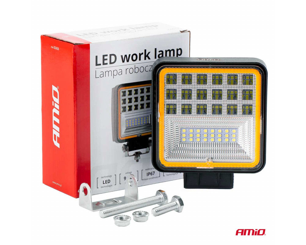 Werklamp AWL12 42 LED FLootlight & Spotlight 9-36V, afm.: 110x110mmm Angel Eyes