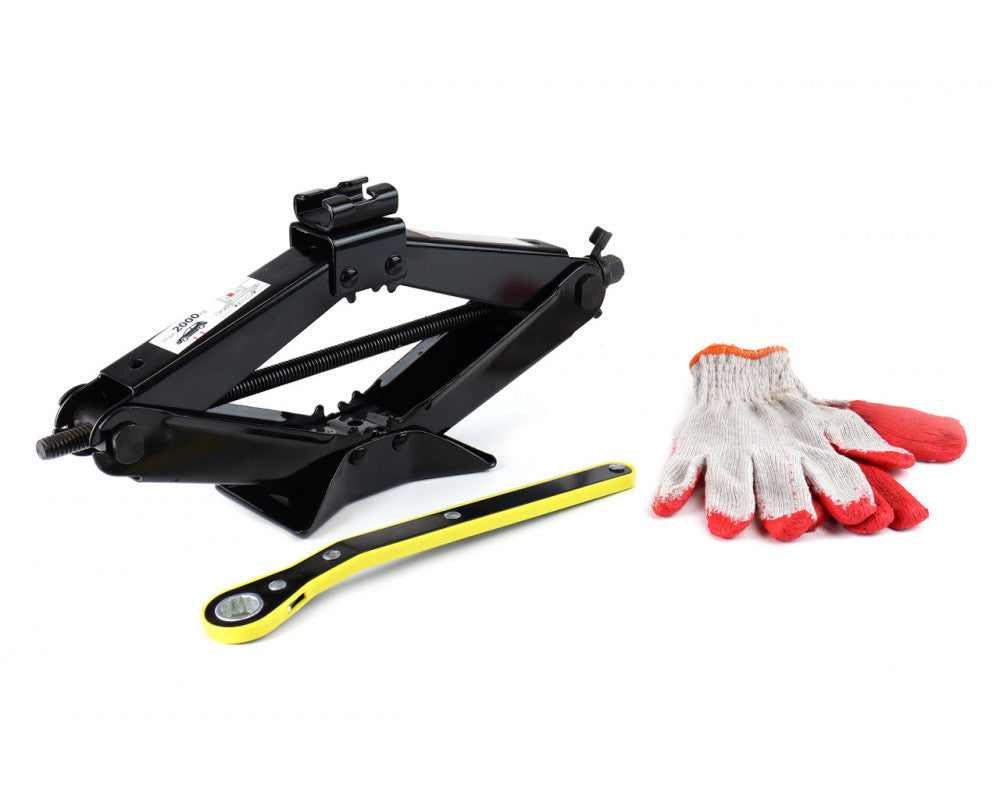 Schaarkrik met handslinger 2T en gratis handschoenen, 2000kg