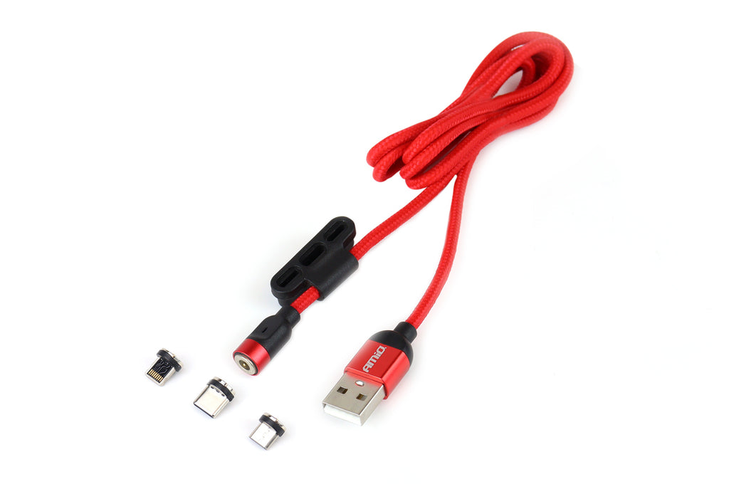 Magnetische poort Combo kabel Lightning/USB C/micro USB 1m UC-08 AMiO 02522 - AMiO 02522 - afbeelding 2
