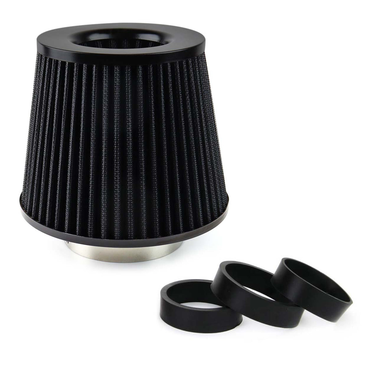 Car Air Conical Filter zwart, universeel, 3 montageadapters AMiO 02546 - AMiO 02546 - afbeelding 1
