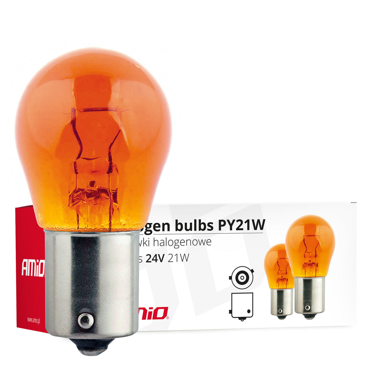 Halogeenlampen PY21W BAU15s 24V 21W AMBER AMiO 02573 - AMiO 02573 - afbeelding 2