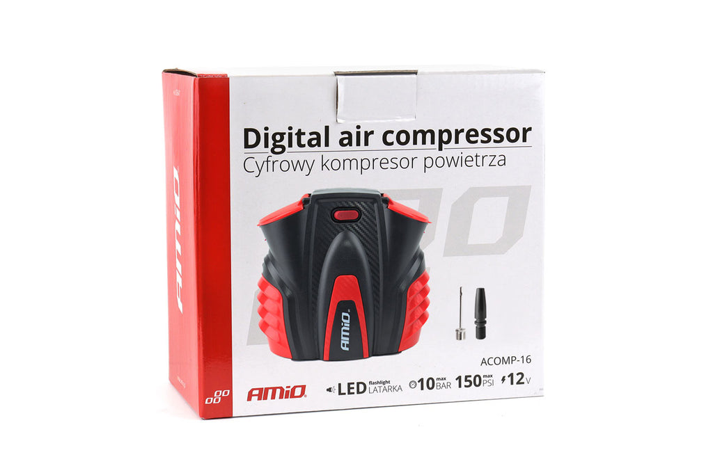Auto Luchtcompressor met digitale manometer en LED-licht 12V ACOMP-16 AMiO 02641 - AMiO 02641 - afbeelding 10