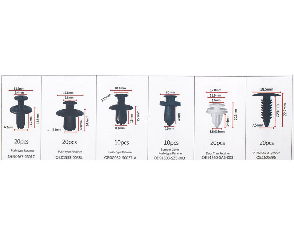 Universele set met 100stuks Automotive clips