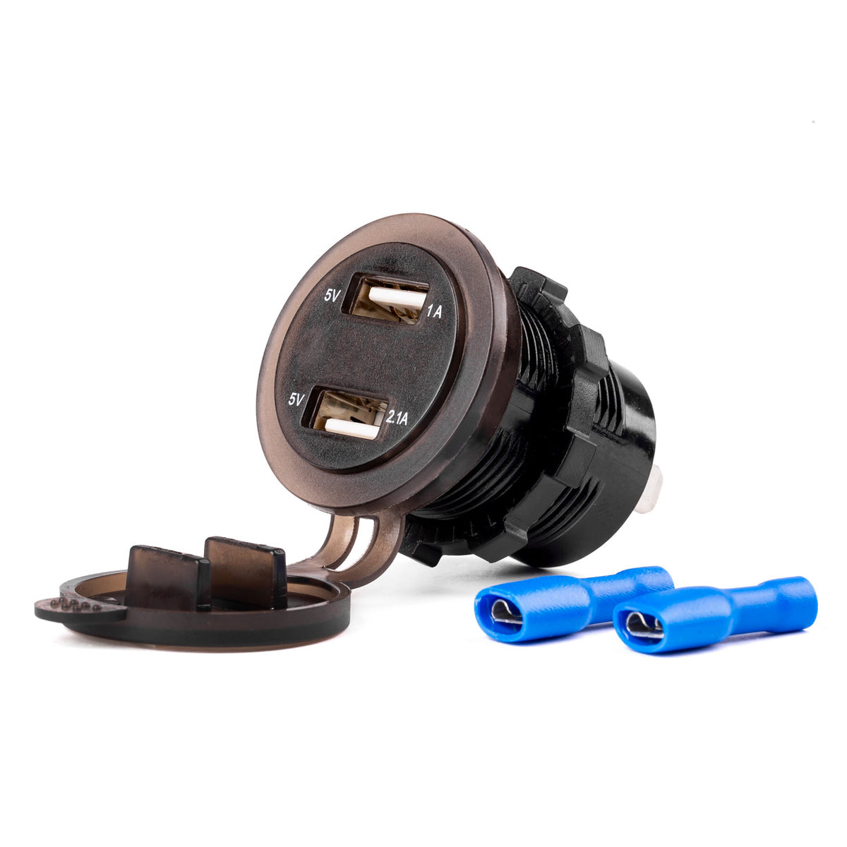 Waterdichte telefoonoplader met digitale voltometer 2xUSB 12/24V MOD-06 AMiO 02856 - AMiO 02856 - afbeelding 1