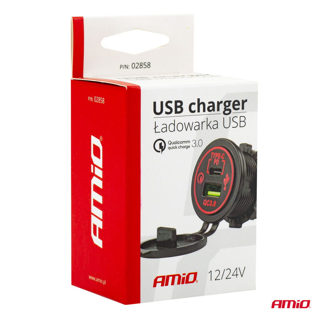 Waterdichte telefoonoplader USB+USB-C 12/24V MOD-08 AMiO 02858 - AMiO 02858 - afbeelding 9