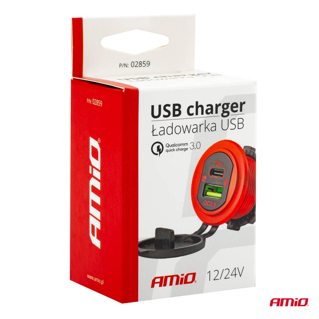 Waterdichte telefoonoplader USB+USB-C 12/24V MOD-09 AMiO 02859 - AMiO 02859 - afbeelding 8