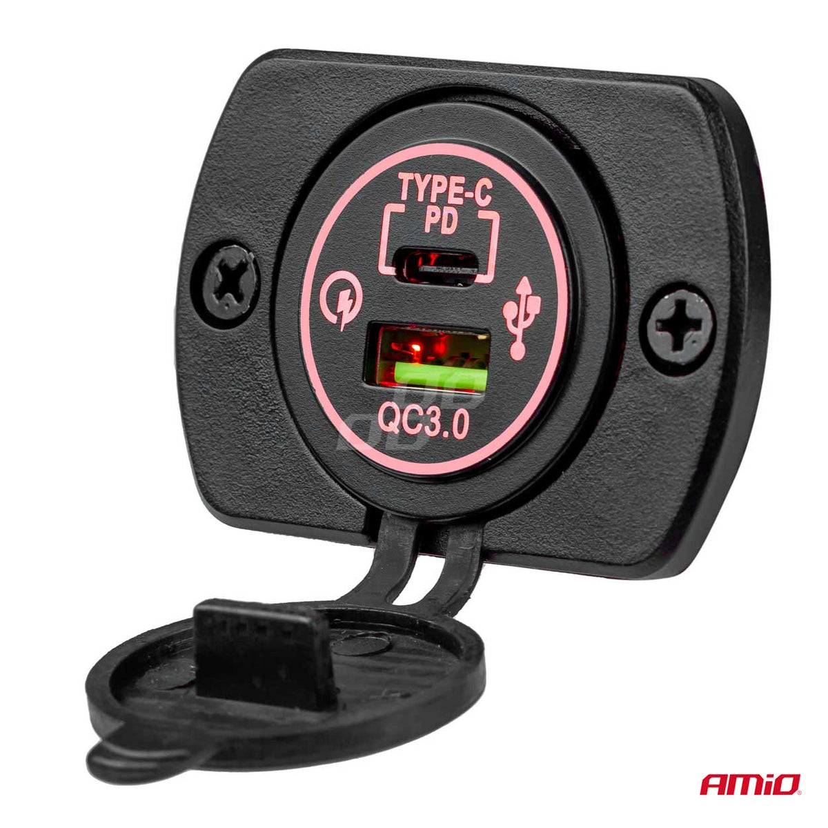 Waterdichte telefoonoplader met digitale voltometer USB + USB C 12/24V MOD-07 AMiO 02857 - AMiO 02857 - afbeelding 5