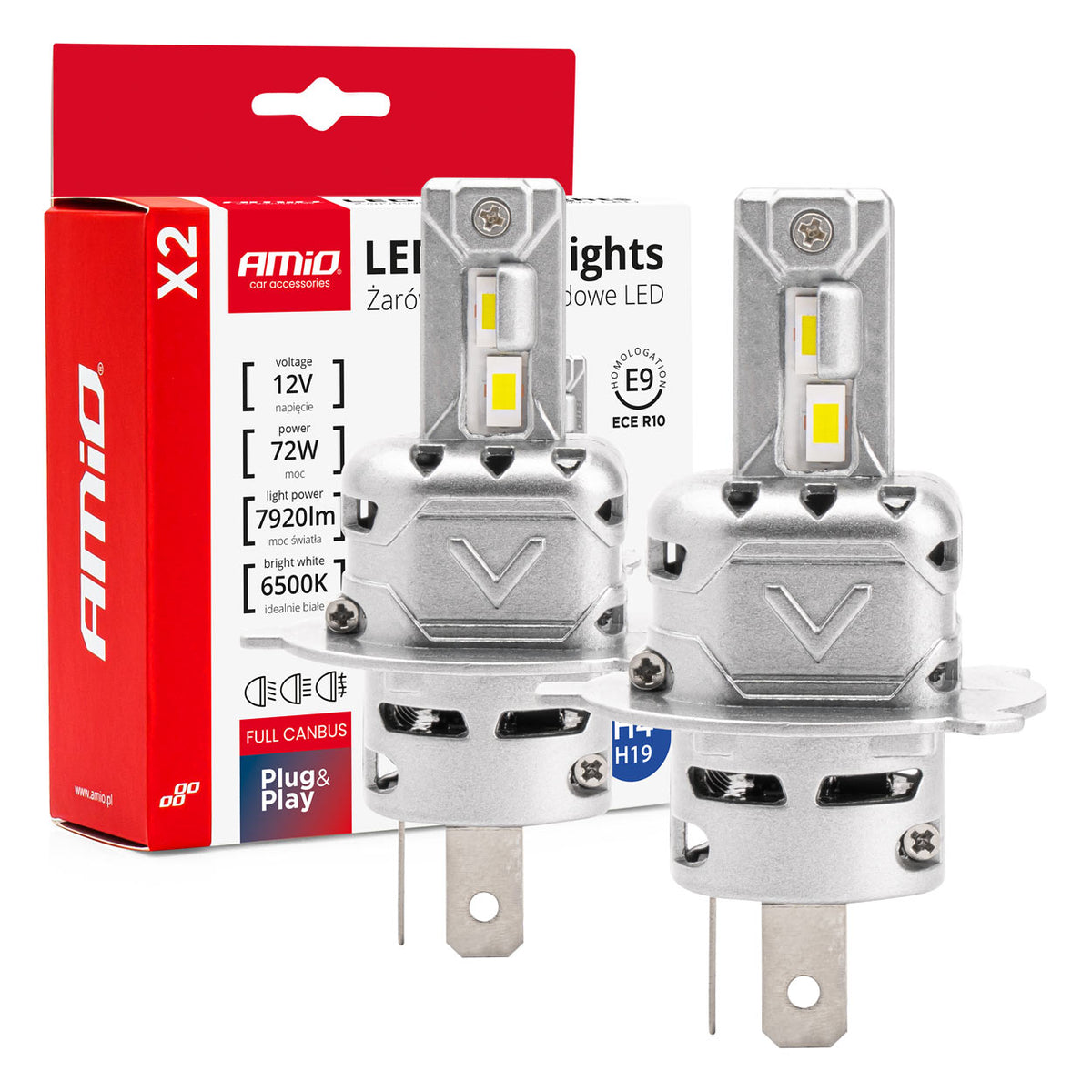 LED-koplampen X2-serie H4/H19 AMiO 02972 - AMiO 02972 - afbeelding 1