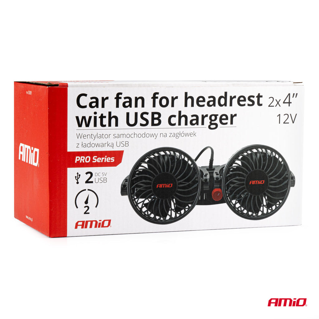 Autoventilator voor hoofdsteun met USB-oplader 2x4 AMiO 03009 - AMiO 03009 - afbeelding 6