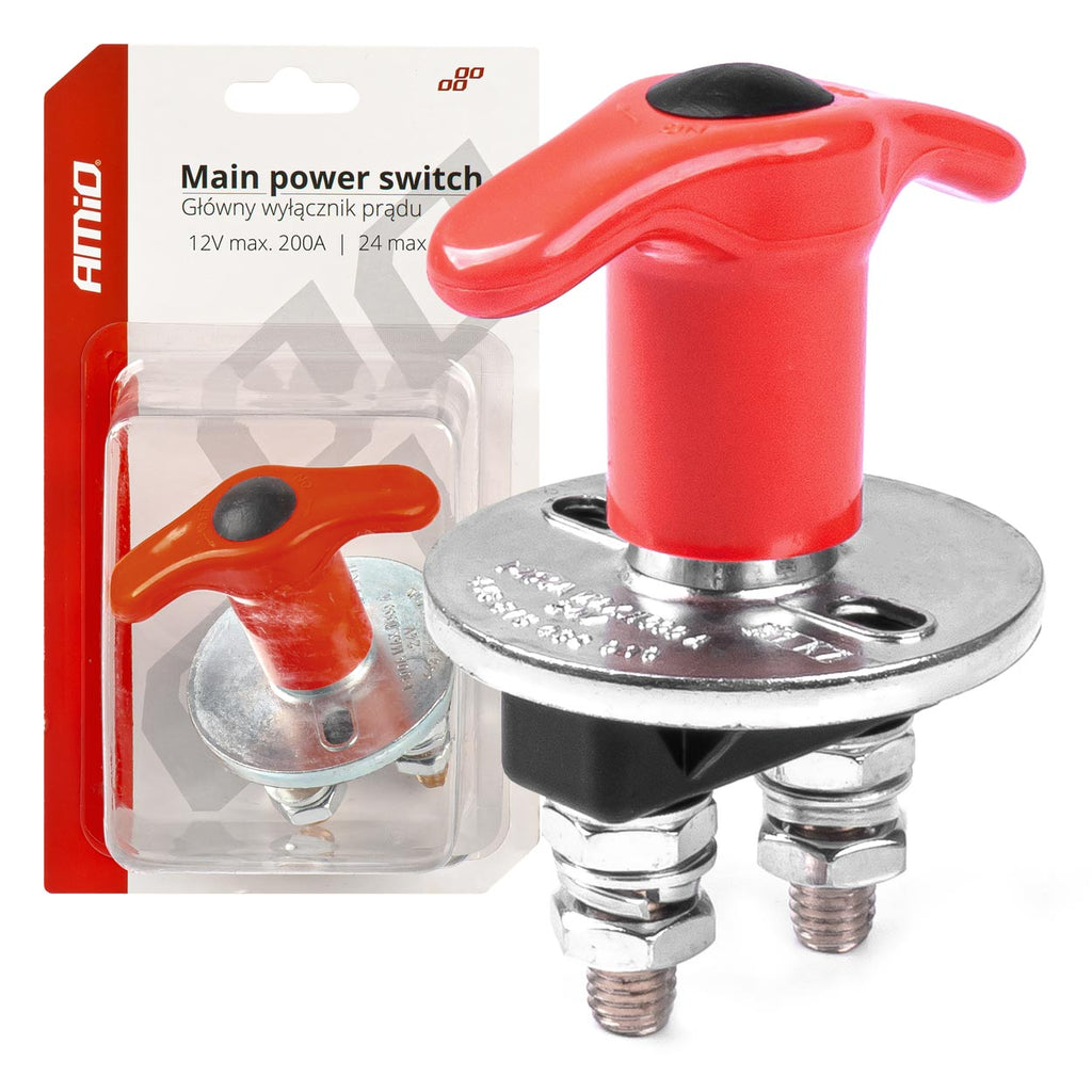 Hoofdschakelaar 12/24V max 200A piek 500A AMiO 03024 - AMiO 03024 - afbeelding 1