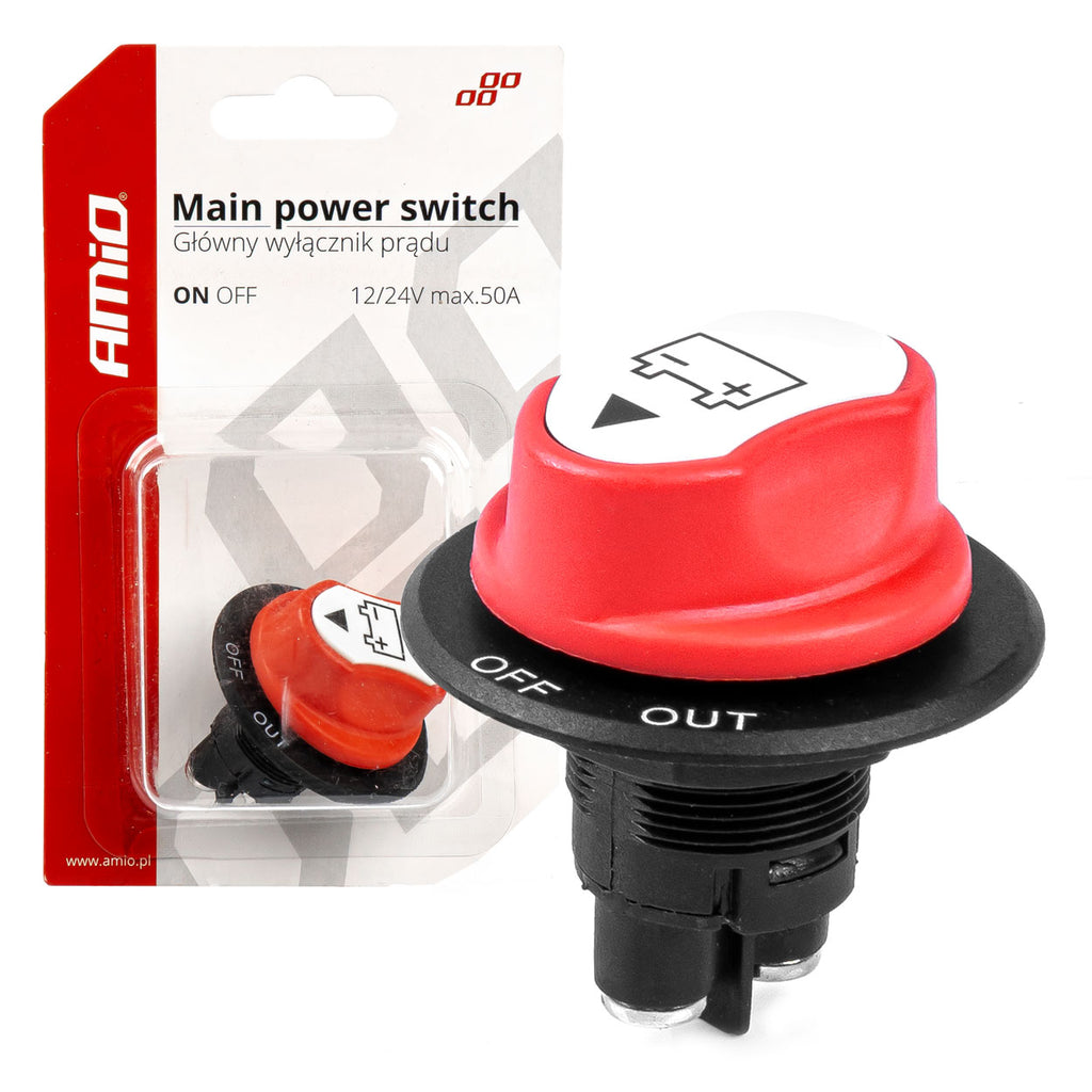 Hoofdschakelaar 12/32V max 50A piek 300A AMiO 03025 - AMiO 03025 - afbeelding 1