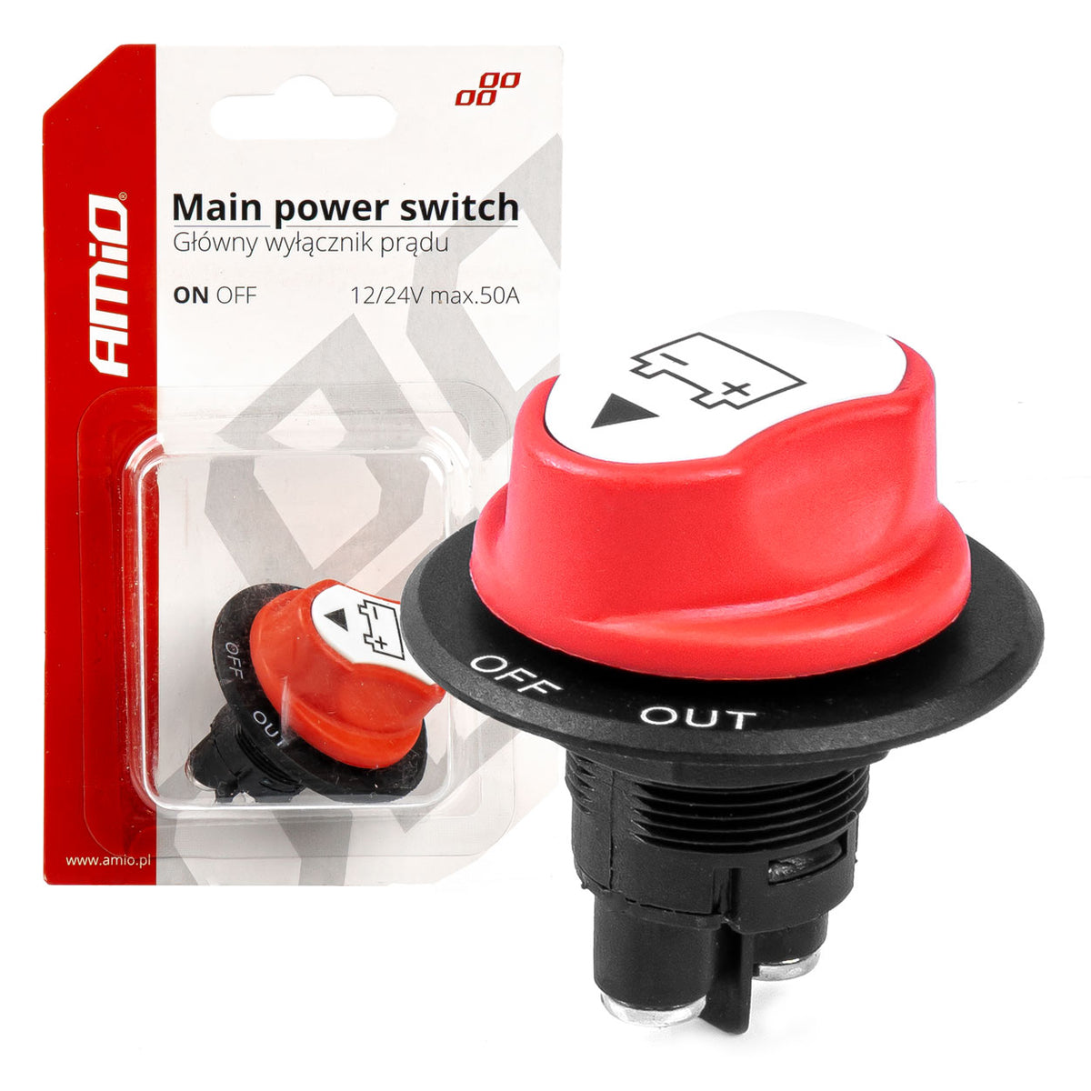 Hoofdschakelaar 12/32V max 50A piek 300A AMiO 03025 - AMiO 03025 - afbeelding 1