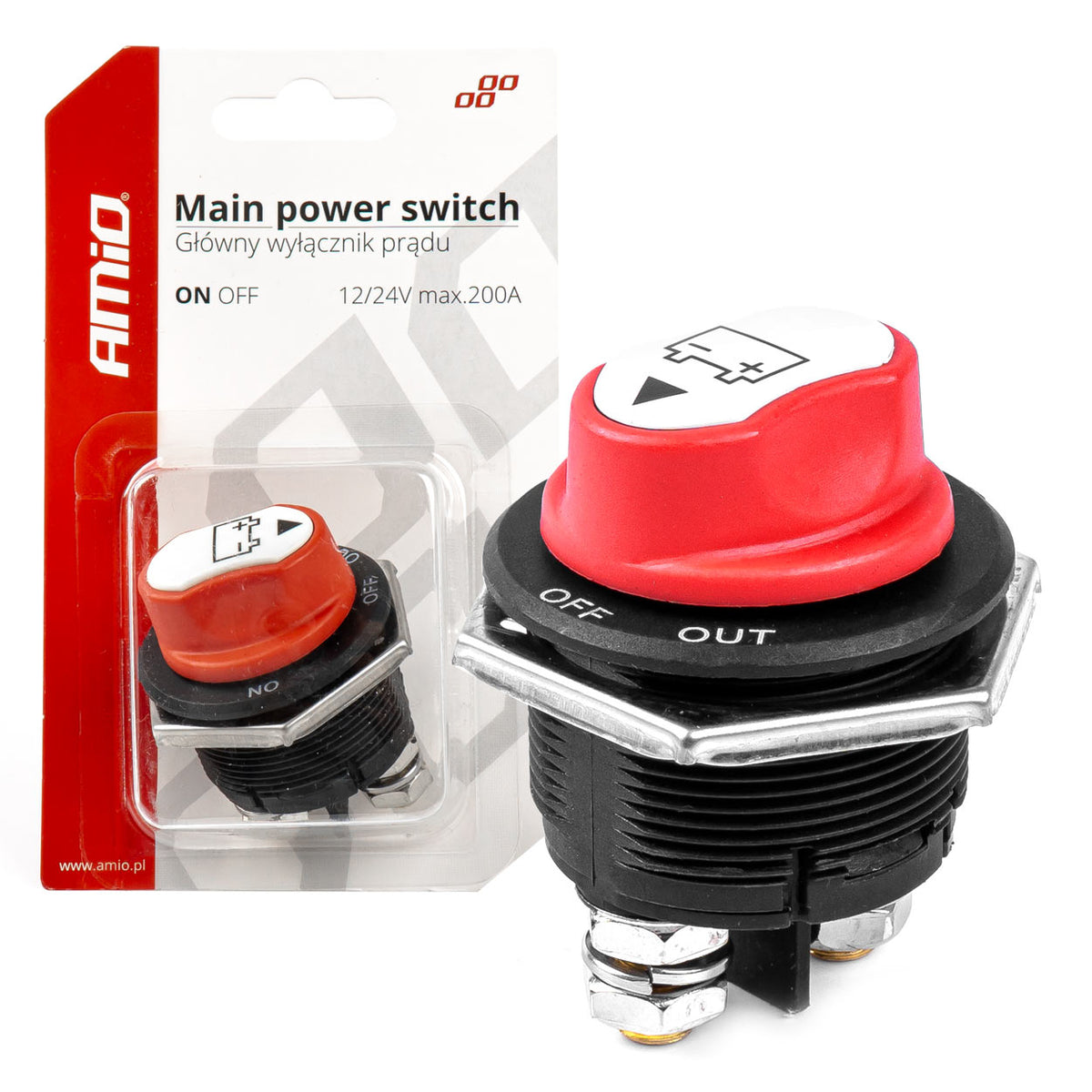 Hoofdschakelaar 12/32V max 200A piek 1000A AMiO 03027 - AMiO 03027 - afbeelding 1