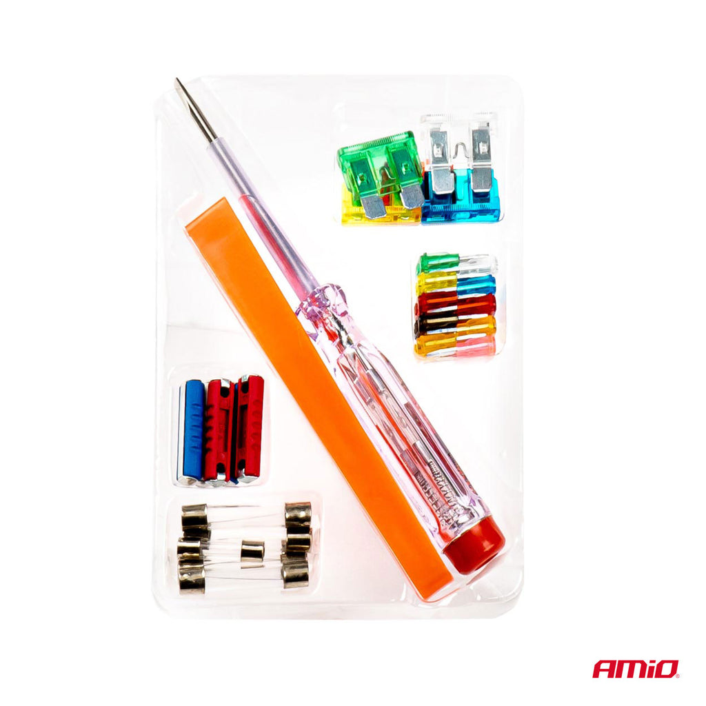 Set met meerdere zekeringen, testpen, trekker, assortiment AMiO 03036 - AMiO 03036 - afbeelding 2