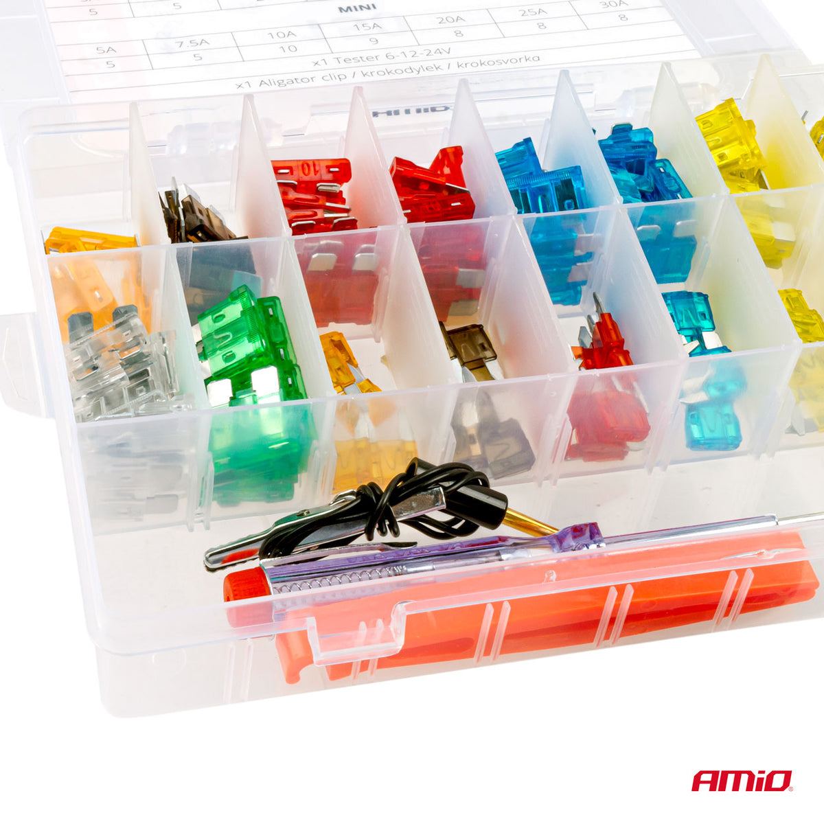 Complete set zekeringen, testpen, trekker, assortiment 150st AMiO 03037 - AMiO 03037 - afbeelding 2