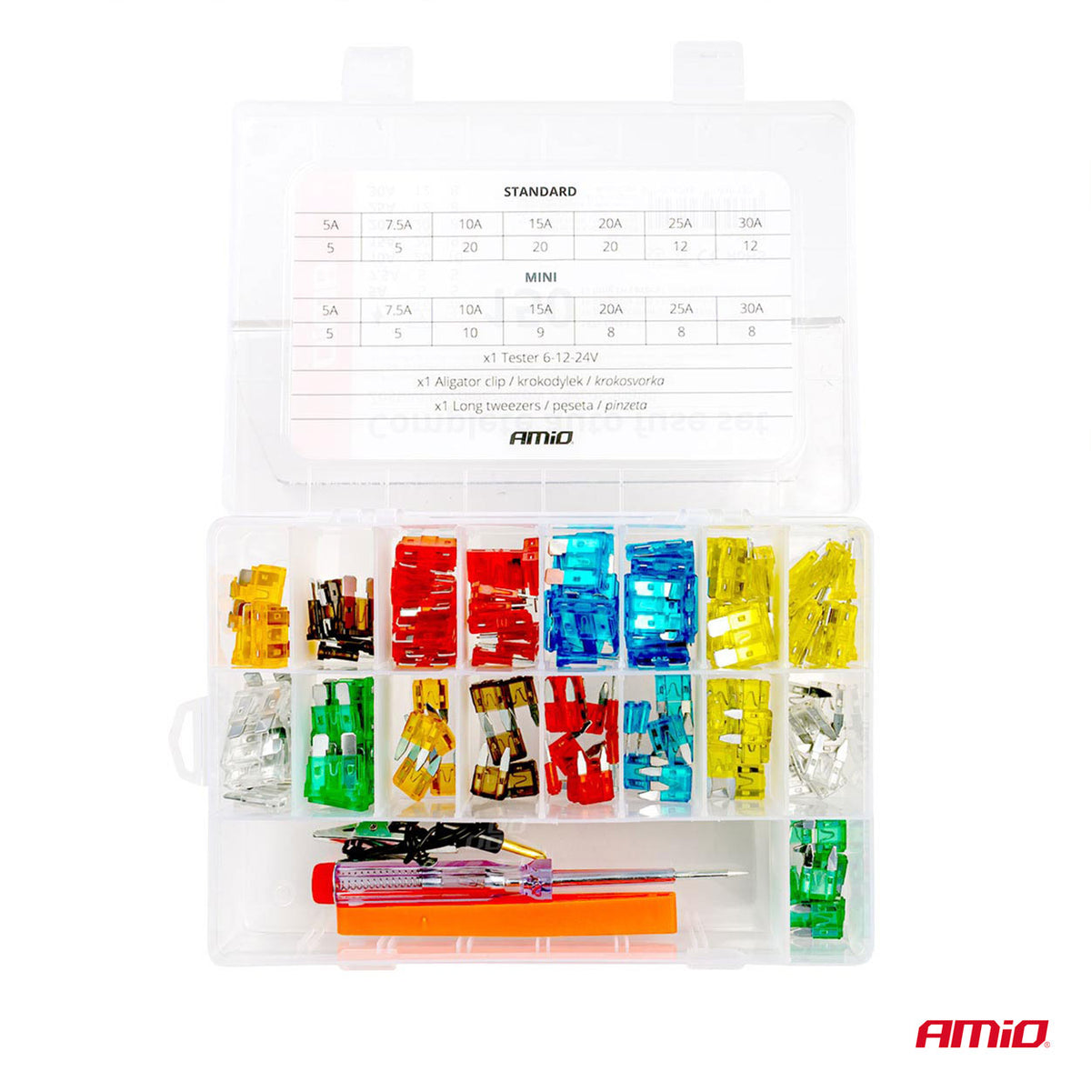 Complete set zekeringen, testpen, trekker, assortiment 150st AMiO 03037 - AMiO 03037 - afbeelding 3