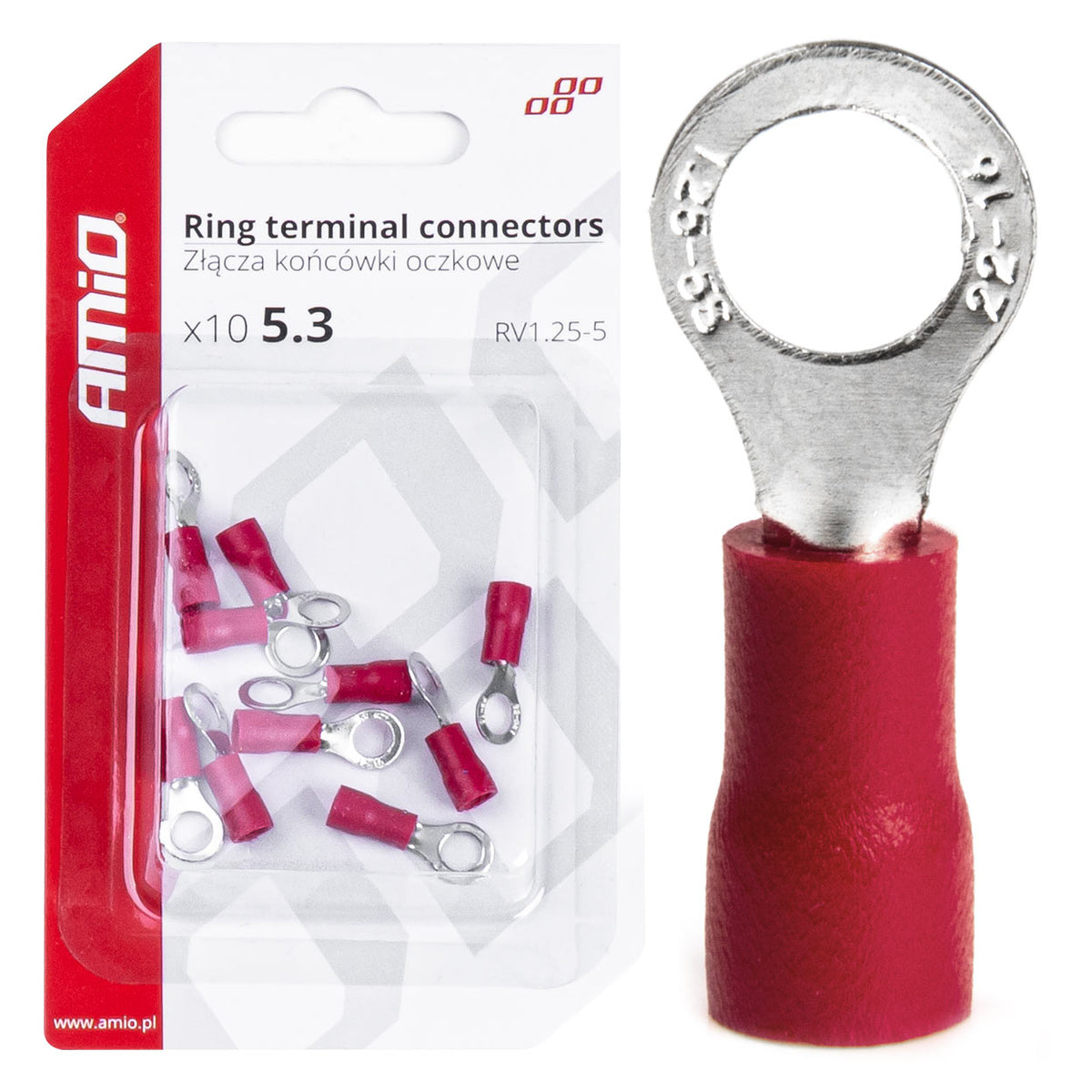 Ring kabelschoen 1.25-5 10 stuks diameter 5.3mm2 eco AMiO 03077 - AMiO 03077 - afbeelding 1