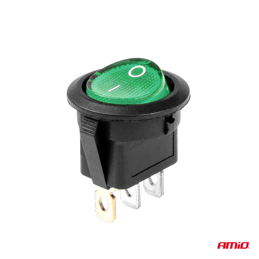 Ronde schakelaar met Groen Licht 12/24V 20A AAN/UIT AMiO 03084 - AMiO 03084 - afbeelding 2