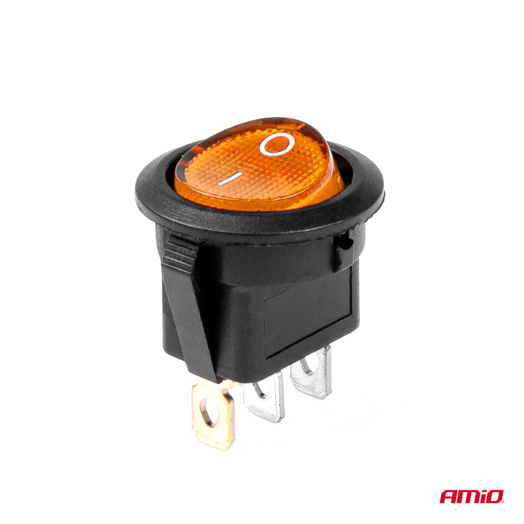 Ronde schakelaar met Geel Licht 12/24V max 20A AAN/UIT AMiO 03085 - AMiO 03085 - afbeelding 2