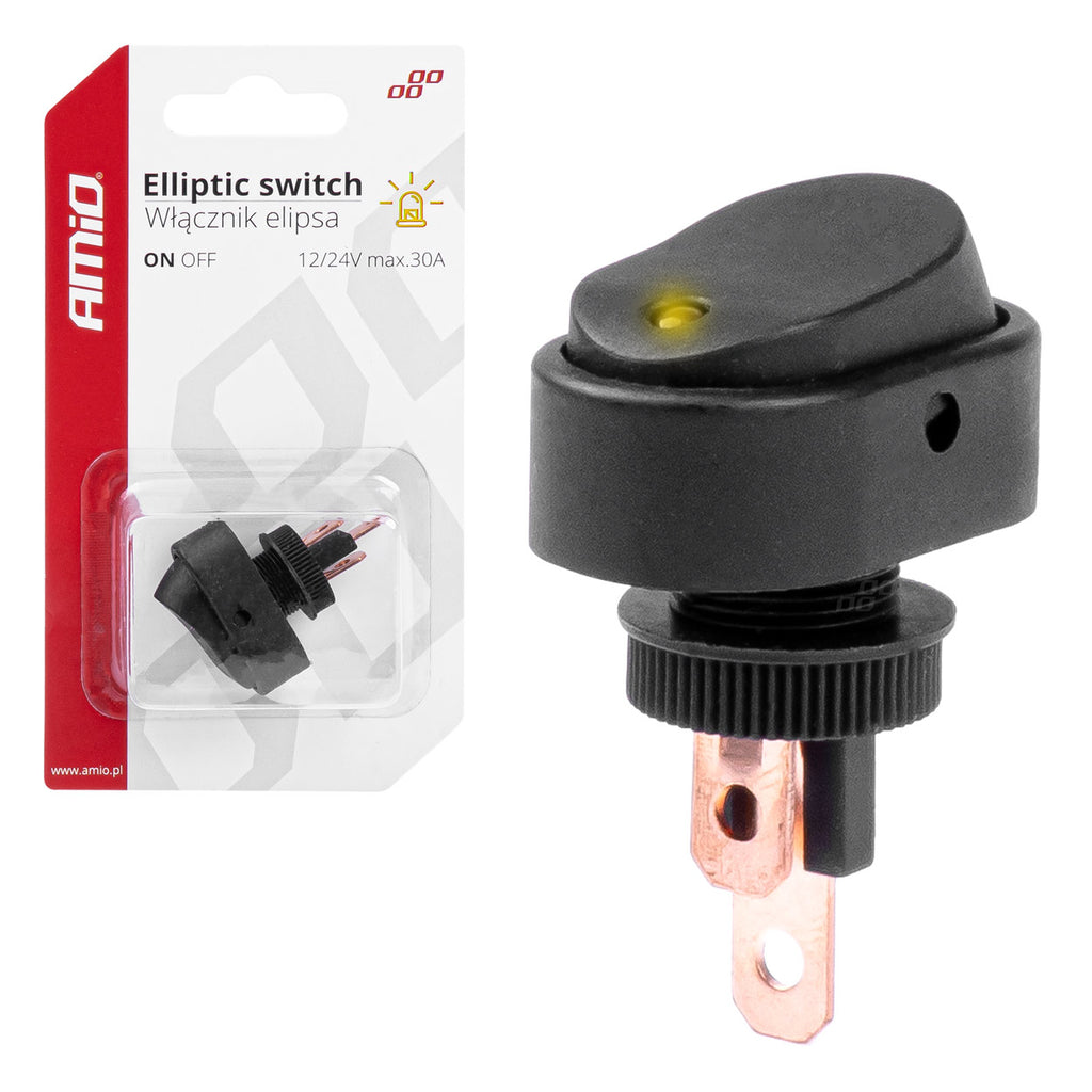 Elliptische schakelaar met geel licht 12/24V max 30A AAN/UIT AMiO 03088 - AMiO 03088 - afbeelding 6