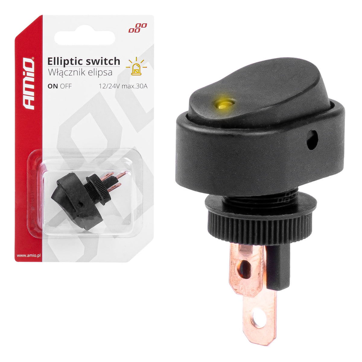 Elliptische schakelaar met geel licht 12/24V max 30A AAN/UIT AMiO 03088 - AMiO 03088 - afbeelding 6