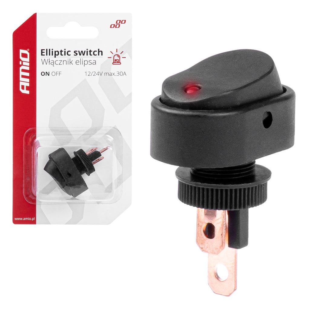 Elliptische schakelaar met rood licht 12/24V max30A AAN/UIT AMiO 03089 - AMiO 03089 - afbeelding 6